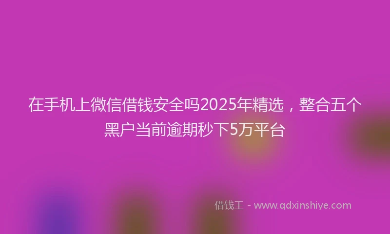 在手机上微信借钱安全吗2025年精选，整合五个黑户当前逾期秒下5万平台