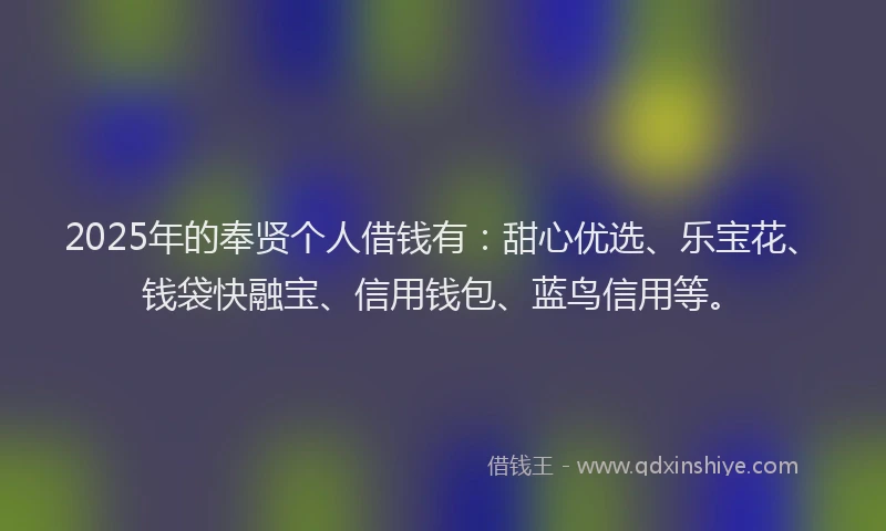 2025年的奉贤个人借钱有：甜心优选、乐宝花、钱袋快融宝、信用钱包、蓝鸟信用等。