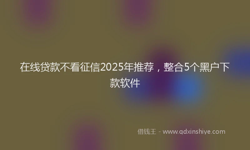 在线贷款不看征信2025年推荐，整合5个黑户下款软件