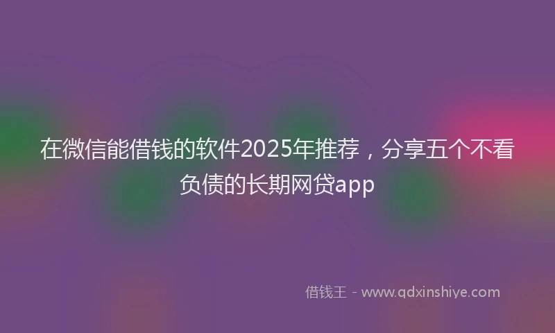 在微信能借钱的软件2025年推荐，分享五个不看负债的长期网贷app