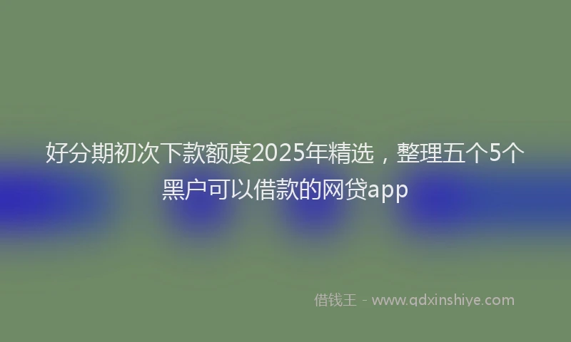 好分期初次下款额度2025年精选，整理五个5个黑户可以借款的网贷app