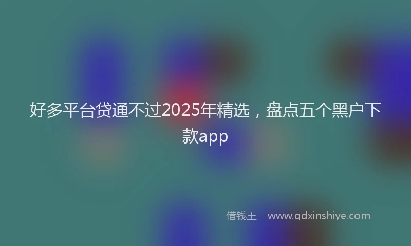 好多平台贷通不过2025年精选，盘点五个黑户下款app