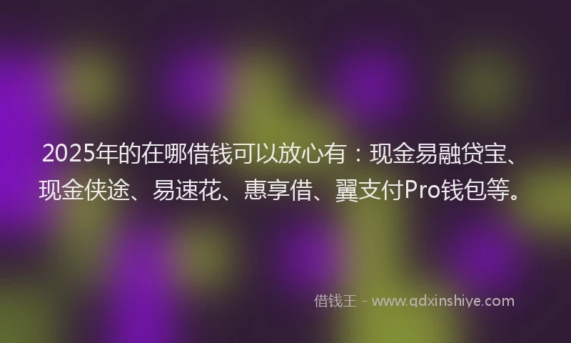 2025年的在哪借钱可以放心有：现金易融贷宝、现金侠途、易速花、惠享借、翼支付Pro钱包等。
