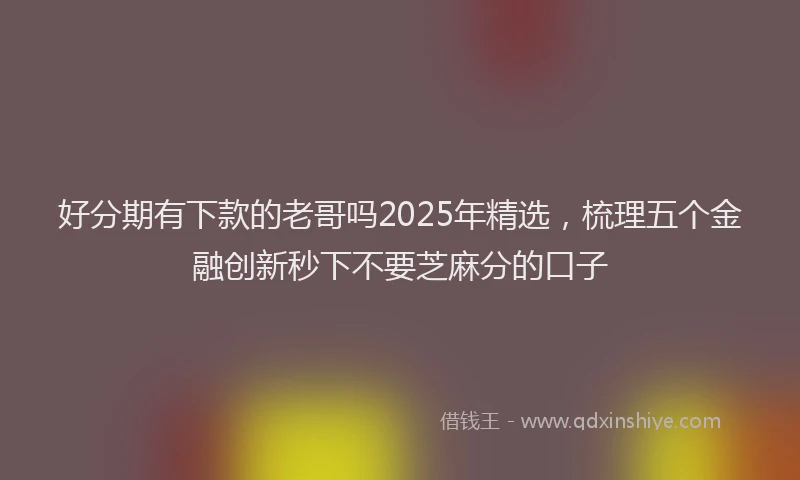 好分期有下款的老哥吗2025年精选，梳理五个金融创新秒下不要芝麻分的口子