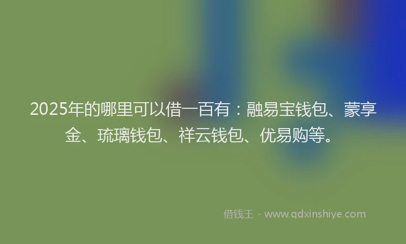 2025年的哪里可以借一百有：融易宝钱包、蒙享金、琉璃钱包、祥云钱包、优易购等。