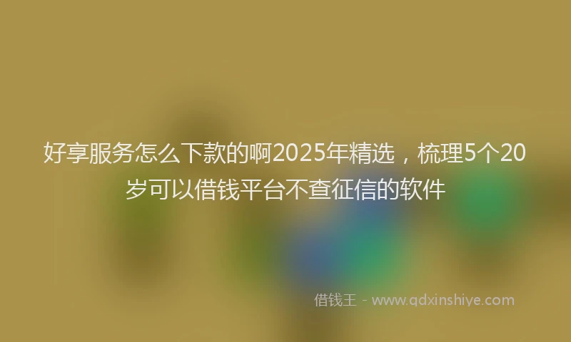 好享服务怎么下款的啊2025年精选，梳理5个20岁可以借钱平台不查征信的软件