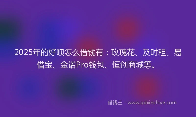 2025年的好呗怎么借钱有：玫瑰花、及时租、易借宝、金诺Pro钱包、恒创商城等。