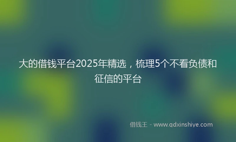 大的借钱平台2025年精选，梳理5个不看负债和征信的平台