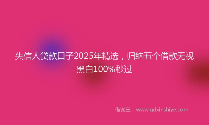 失信人贷款口子2025年精选，归纳五个借款无视黑白100%秒过