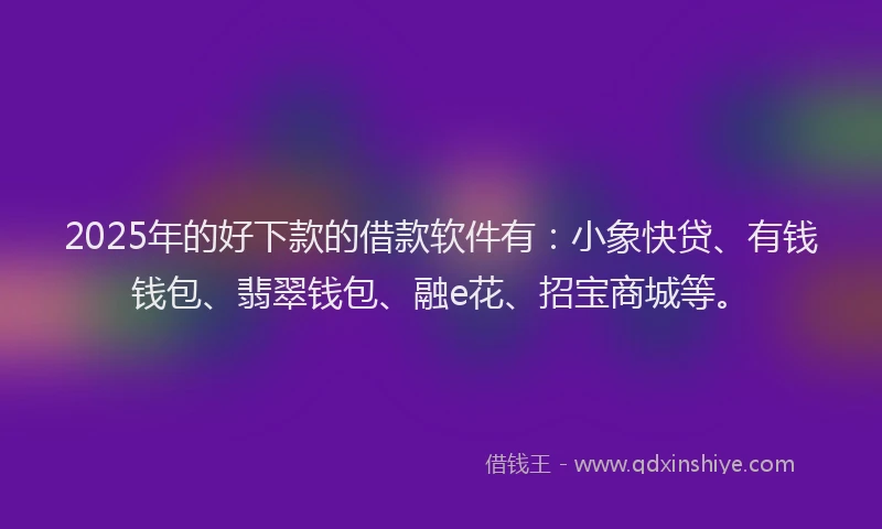2025年的好下款的借款软件有：小象快贷、有钱钱包、翡翠钱包、融e花、招宝商城等。