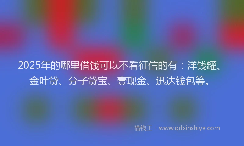 2025年的哪里借钱可以不看征信的有：洋钱罐、金叶贷、分子贷宝、壹现金、迅达钱包等。