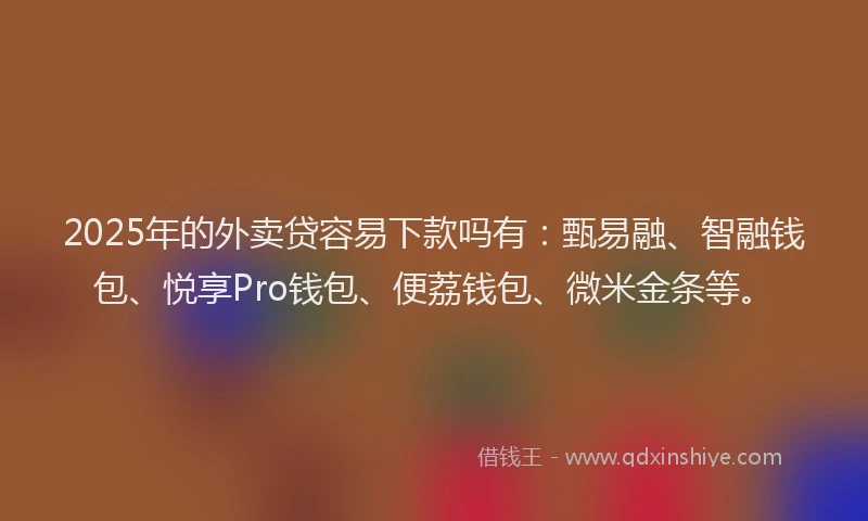 2025年的外卖贷容易下款吗有：甄易融、智融钱包、悦享Pro钱包、便荔钱包、微米金条等。