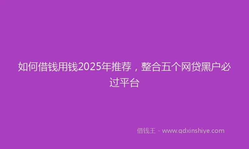 如何借钱用钱2025年推荐，整合五个网贷黑户必过平台