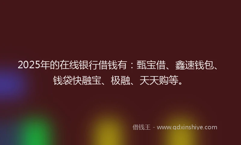 2025年的在线银行借钱有：甄宝借、鑫速钱包、钱袋快融宝、极融、天天购等。