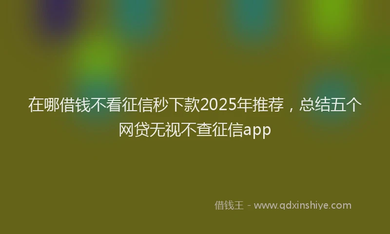 在哪借钱不看征信秒下款2025年推荐，总结五个网贷无视不查征信app
