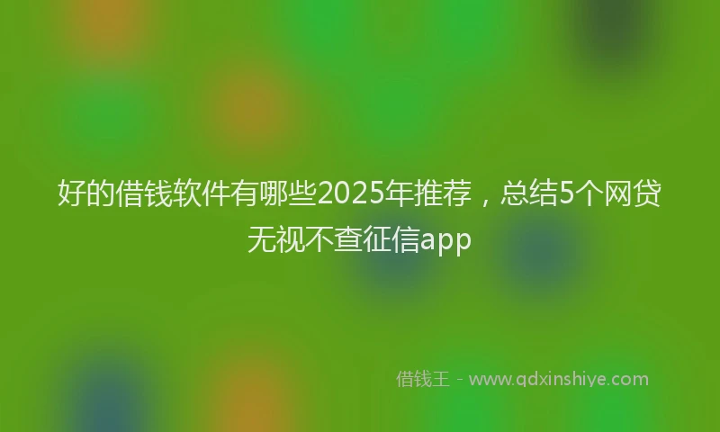 好的借钱软件有哪些2025年推荐，总结5个网贷无视不查征信app