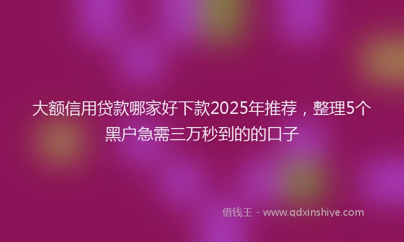 大额信用贷款哪家好下款2025年推荐，整理5个黑户急需三万秒到的的口子