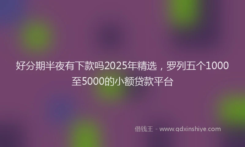 好分期半夜有下款吗2025年精选，罗列五个1000至5000的小额贷款平台