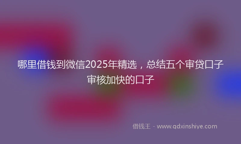 哪里借钱到微信2025年精选，总结五个审贷口子审核加快的口子