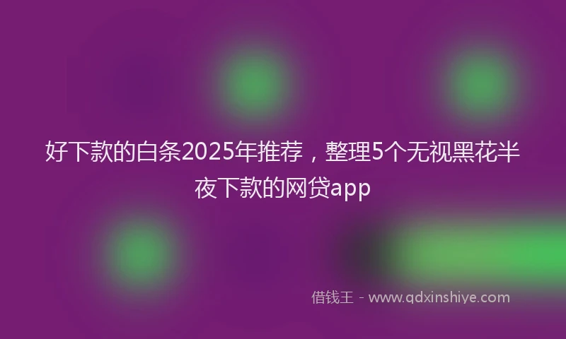 好下款的白条2025年推荐，整理5个无视黑花半夜下款的网贷app