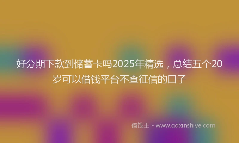 好分期下款到储蓄卡吗2025年精选，总结五个20岁可以借钱平台不查征信的口子