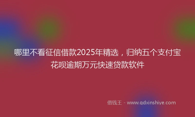 哪里不看征信借款2025年精选，归纳五个支付宝花呗逾期万元快速贷款软件