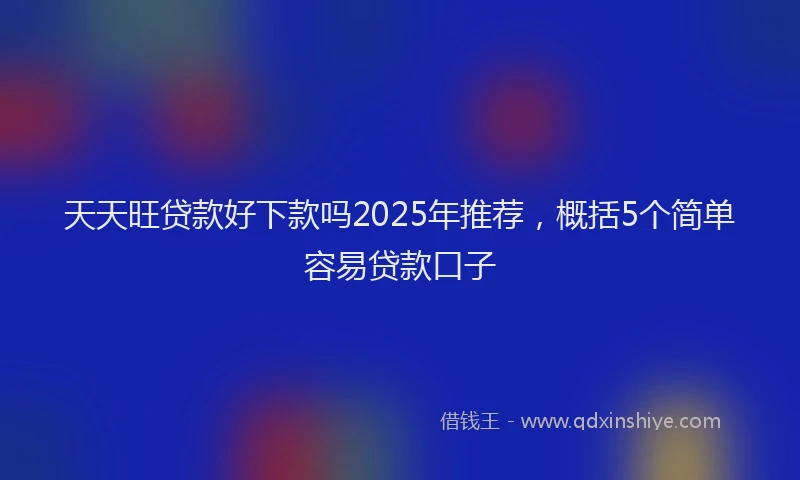 天天旺贷款好下款吗2025年推荐，概括5个简单容易贷款口子