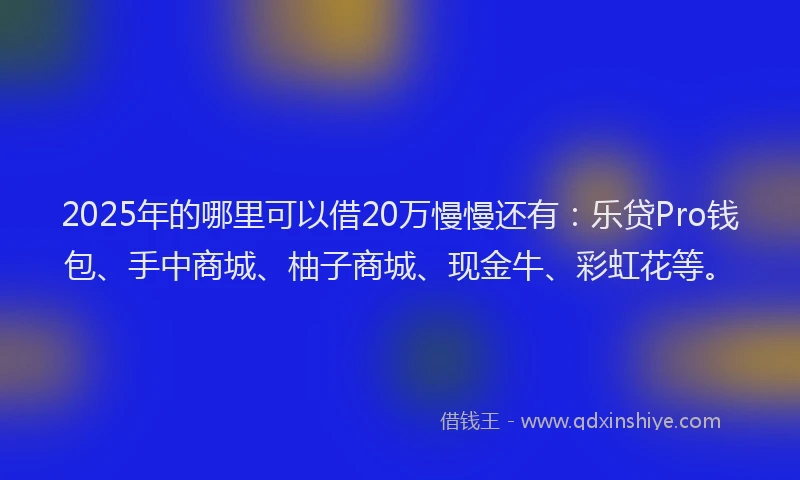 2025年的哪里可以借20万慢慢还有：乐贷Pro钱包、手中商城、柚子商城、现金牛、彩虹花等。