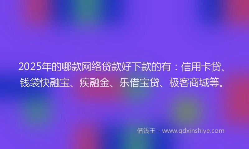 2025年的哪款网络贷款好下款的有：信用卡贷、钱袋快融宝、疾融金、乐借宝贷、极客商城等。