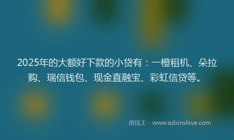 2025年的大额好下款的小贷有：一橙租机、朵拉购、瑞信钱包、现金直融宝、彩虹信贷等。
