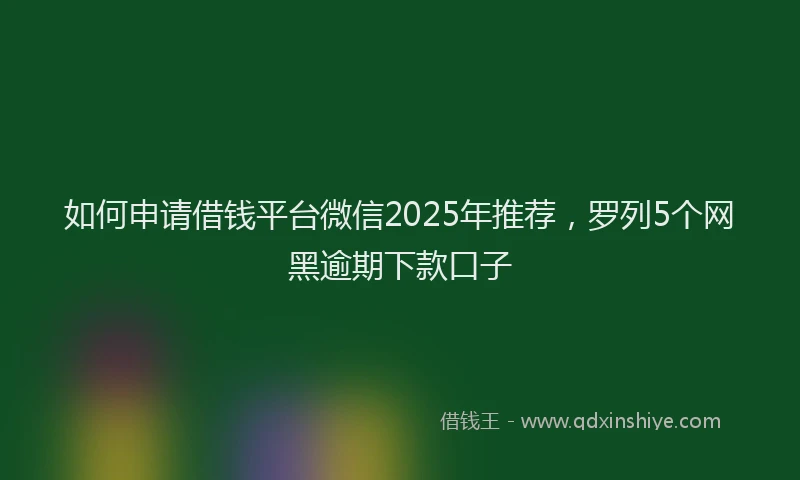 如何申请借钱平台微信2025年推荐，罗列5个网黑逾期下款口子