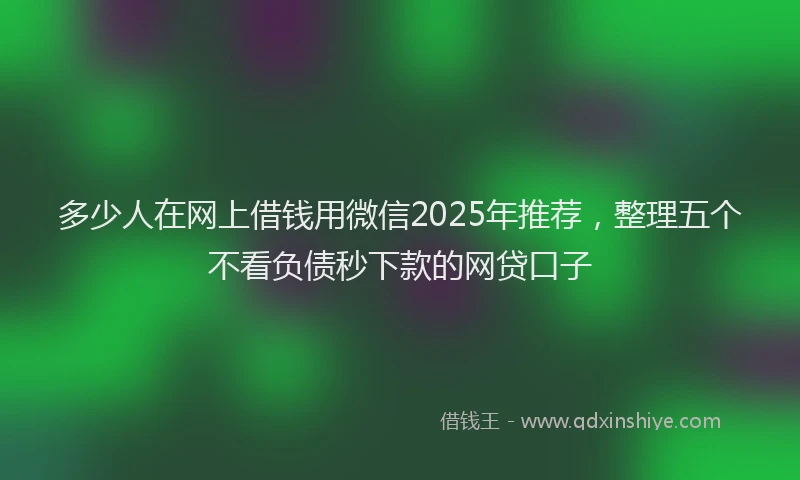 多少人在网上借钱用微信2025年推荐，整理五个不看负债秒下款的网贷口子