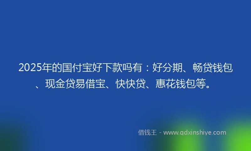 2025年的国付宝好下款吗有：好分期、畅贷钱包、现金贷易借宝、快快贷、惠花钱包等。