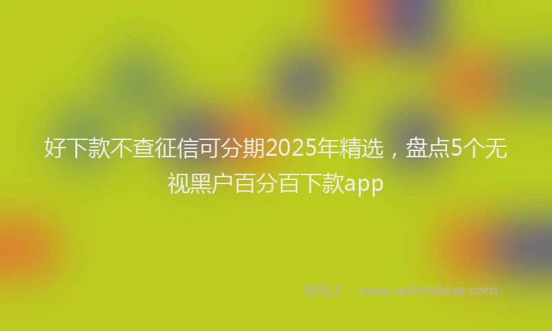 好下款不查征信可分期2025年精选，盘点5个无视黑户百分百下款app