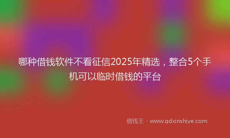 哪种借钱软件不看征信2025年精选，整合5个手机可以临时借钱的平台