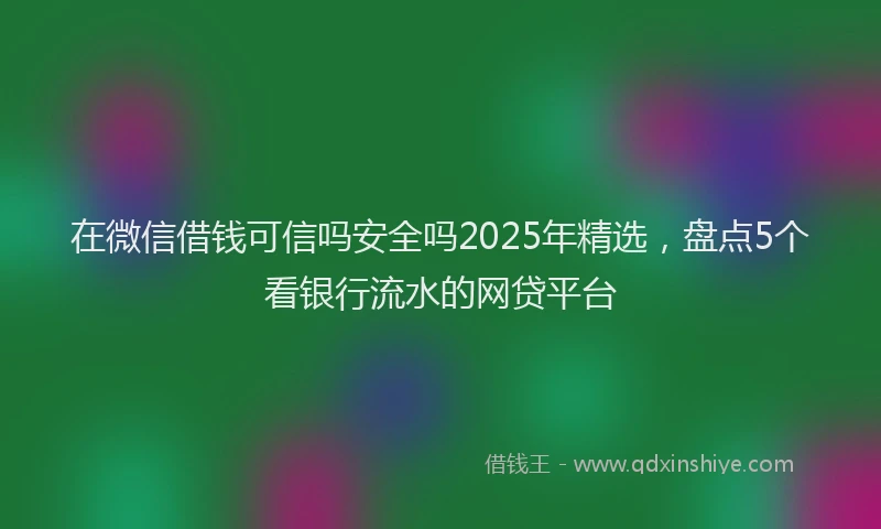 在微信借钱可信吗安全吗2025年精选，盘点5个看银行流水的网贷平台