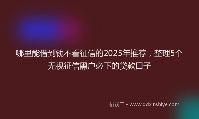 哪里能借到钱不看征信的2025年推荐，整理5个无视征信黑户必下的贷款口子