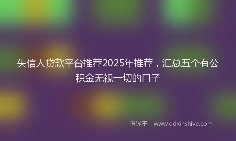 失信人贷款平台推荐2025年推荐，汇总五个有公积金无视一切的口子