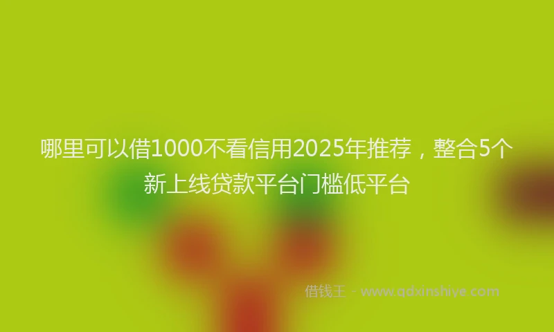 哪里可以借1000不看信用2025年推荐，整合5个新上线贷款平台门槛低平台