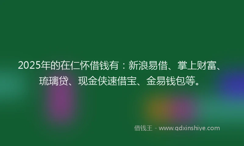 2025年的在仁怀借钱有：新浪易借、掌上财富、琉璃贷、现金侠速借宝、金易钱包等。