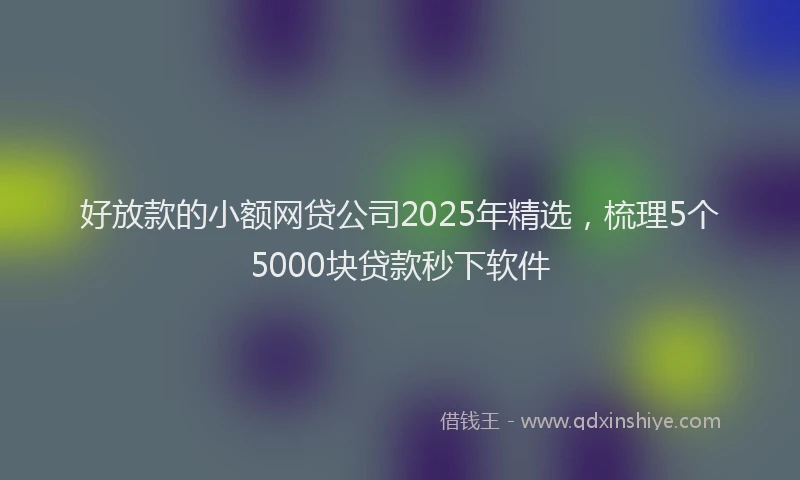 好放款的小额网贷公司2025年精选，梳理5个5000块贷款秒下软件