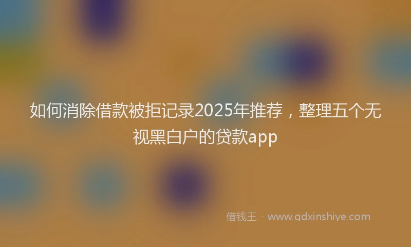 如何消除借款被拒记录2025年推荐，整理五个无视黑白户的贷款app