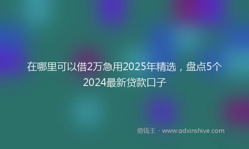 在哪里可以借2万急用2025年精选，盘点5个2024最新贷款口子