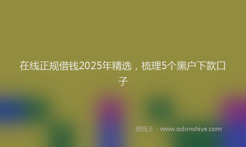 在线正规借钱2025年精选，梳理5个黑户下款口子