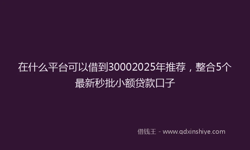 在什么平台可以借到30002025年推荐，整合5个最新秒批小额贷款口子