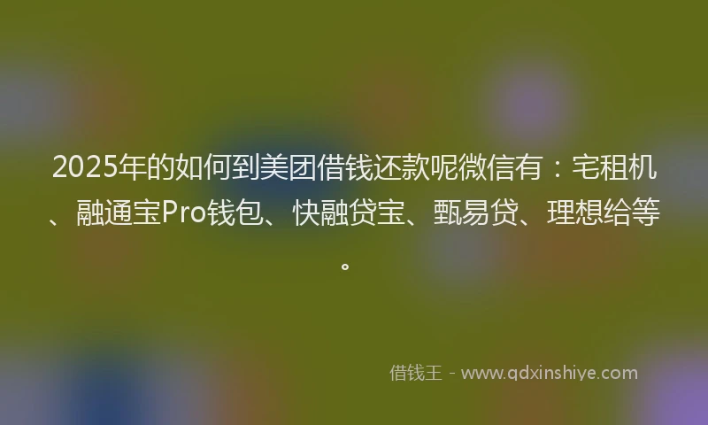 2025年的如何到美团借钱还款呢微信有：宅租机、融通宝Pro钱包、快融贷宝、甄易贷、理想给等。