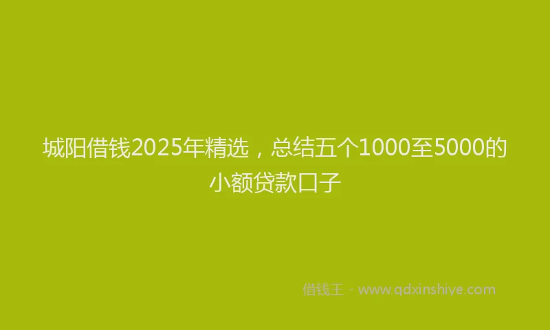 城阳借钱2025年精选，总结五个1000至5000的小额贷款口子
