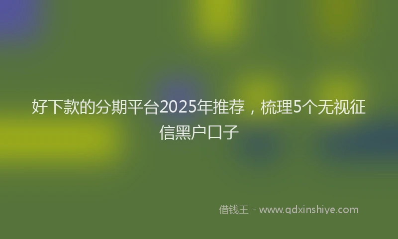 好下款的分期平台2025年推荐，梳理5个无视征信黑户口子