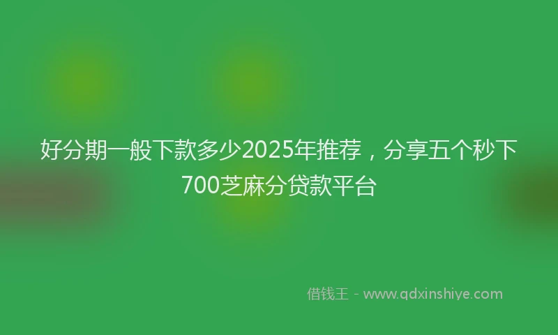 好分期一般下款多少2025年推荐，分享五个秒下700芝麻分贷款平台