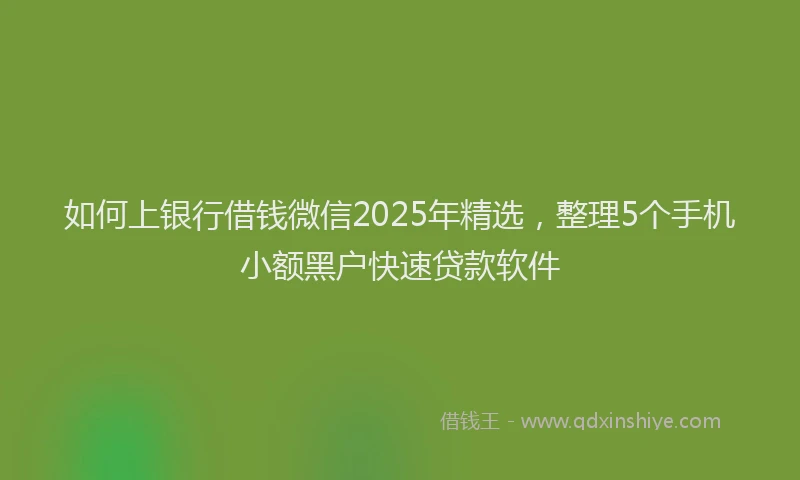 如何上银行借钱微信2025年精选，整理5个手机小额黑户快速贷款软件